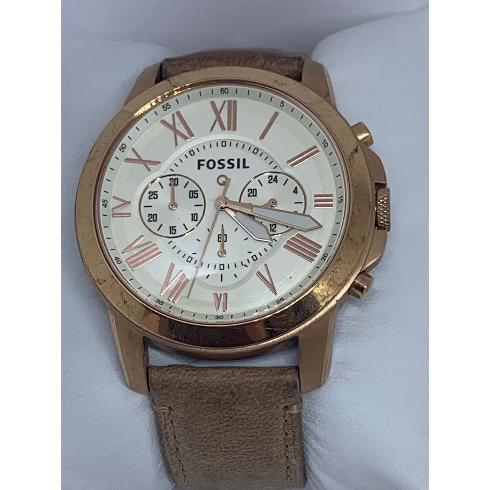 Fossil NDW1 Unisex Leather Analog White Dial Quartz Genuine Wrist Watch E359